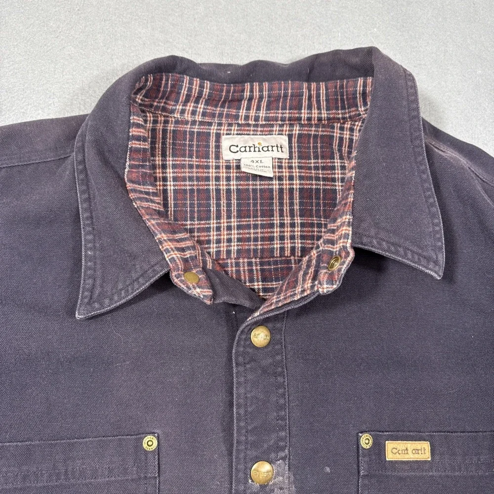 Carhartt NAVY‎  CANVAS FLANNEL LINED SHACKET JACKET MENS 4XL